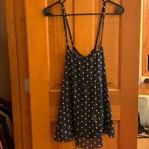 Dark blue with white polka dots top